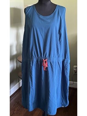 Ocean+Coast Plus Size 4X Blue Sleeveless Dress with Pink Drawstring